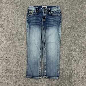 Vigoss Jeans Womens 0 Blue Capri Medium Wash Denim Pockets Logo Casual City